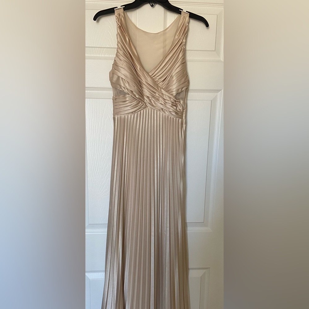 Gold formal dress or prom dress with mesh back